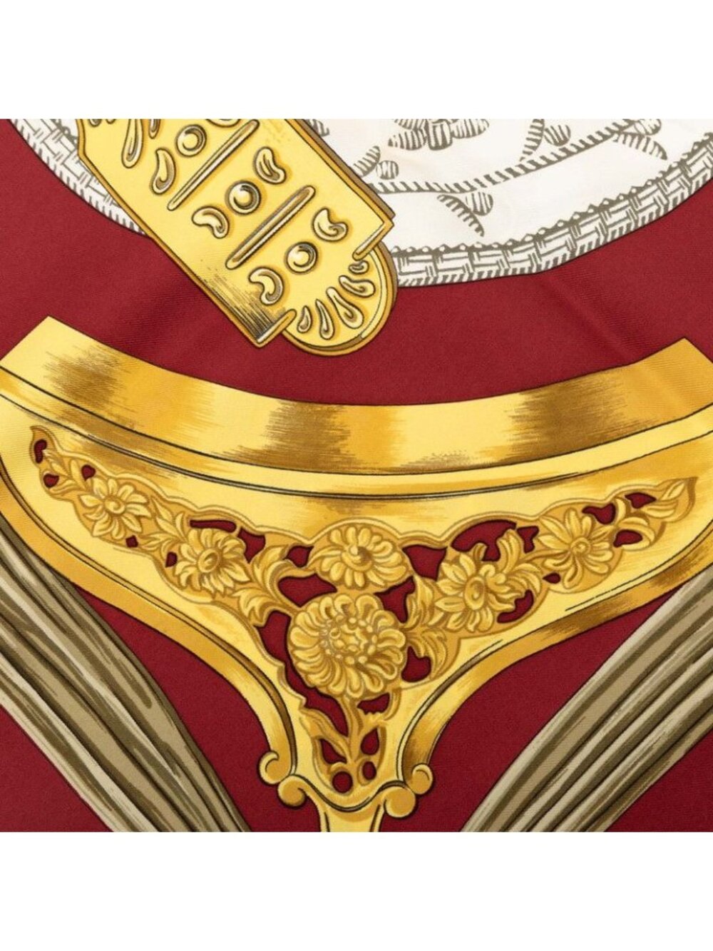 Hermes Carre 90 Etriers Armor Horse Gear Scarf Red White Multi Silk - Picture 6 of 9